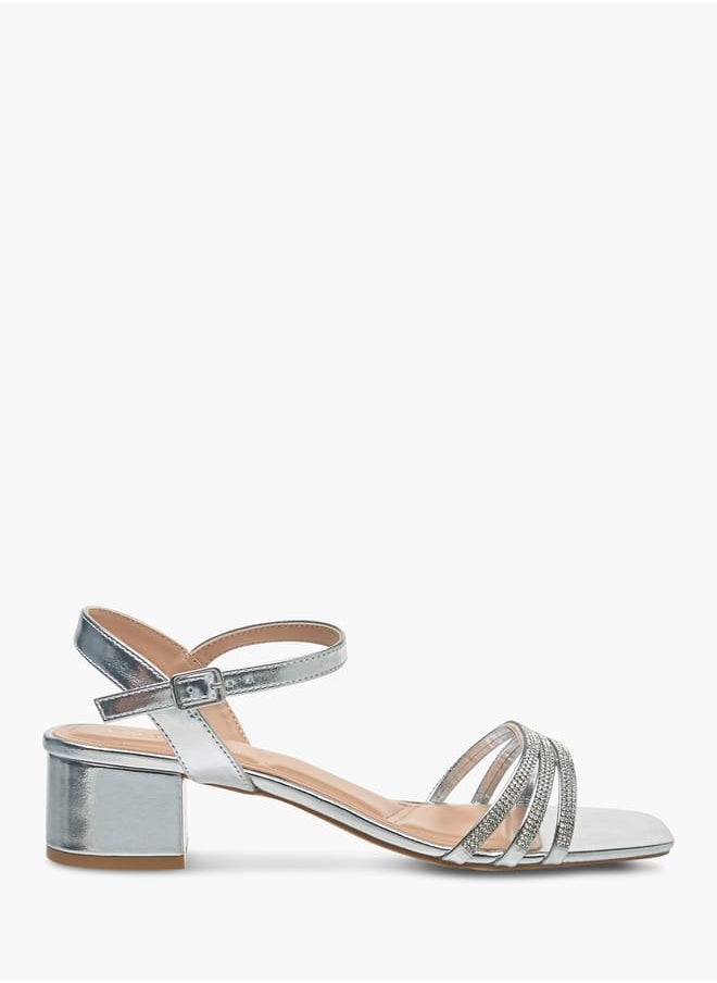 Celeste Womens Embellished Sandals With Block Heels And Buckle Closure  - Image 3