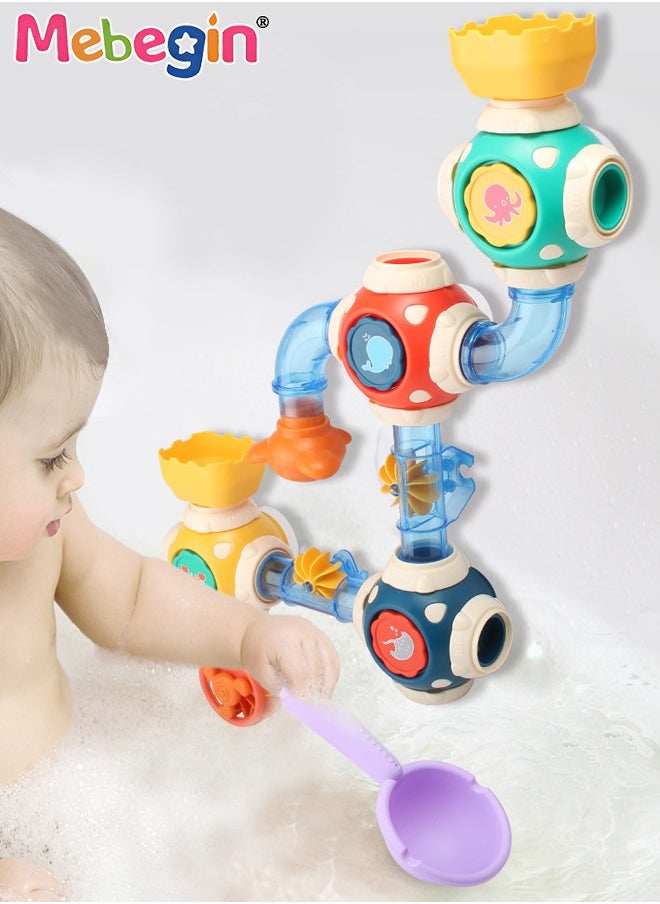MEBEGIN Baby Bathtub Toy with Unique Design, Safe Colorful Waterwheel, Baby Bath Splash Toy with 4 Strong Suction Cups, Fun Animal Waterfall Set  with Water Ladle, Waterfall Shower Toys, Made of Skin Friendly ABS Material, Smooth Edge  - Image 3