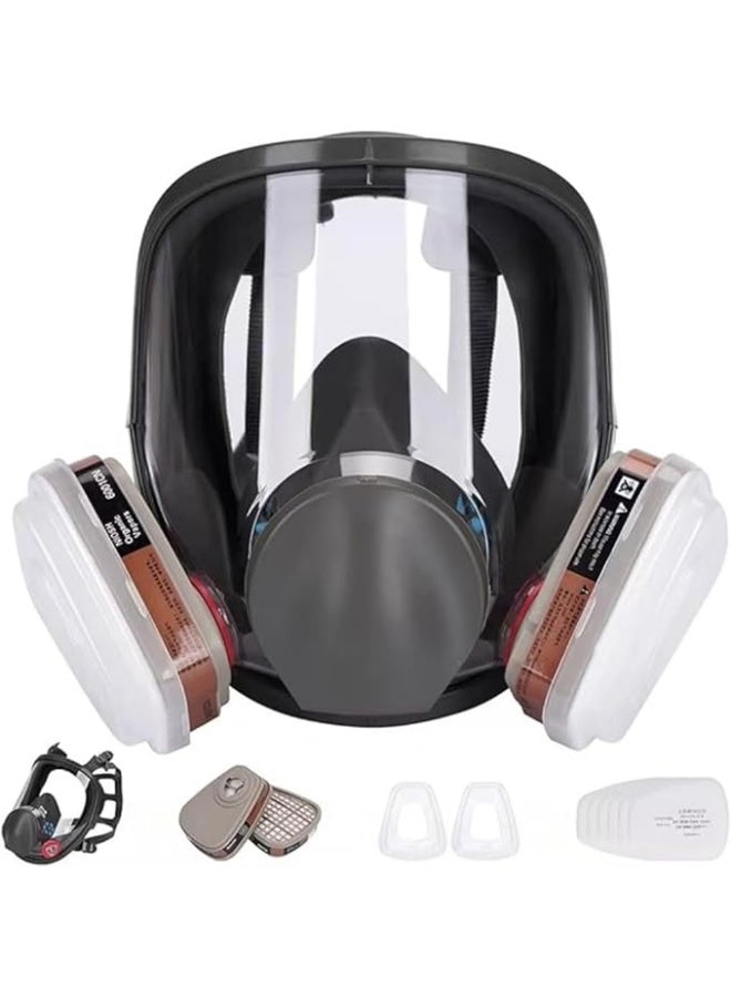 Upgraded reusable full-face breathing apparatus, protective mask against toxic gases and organic vapors, anti-fog and dust mask, suitable for work protection in painting, mechanical polishing, logging, welding and other operations. - Image 1