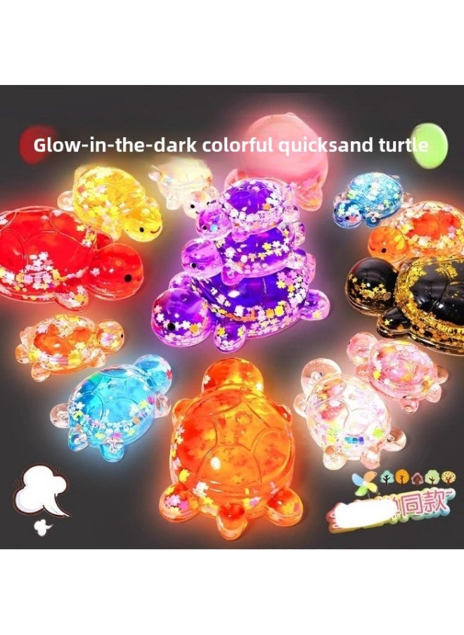 Simulation Blind Bag Small Animal Cute Mini Small Ornaments Luminous Simulation Animal Resin Small Gift Three-dimensional Small Blind Bag-Color:7cm Oiled Luminous Quicksand Turtle  - Image 1