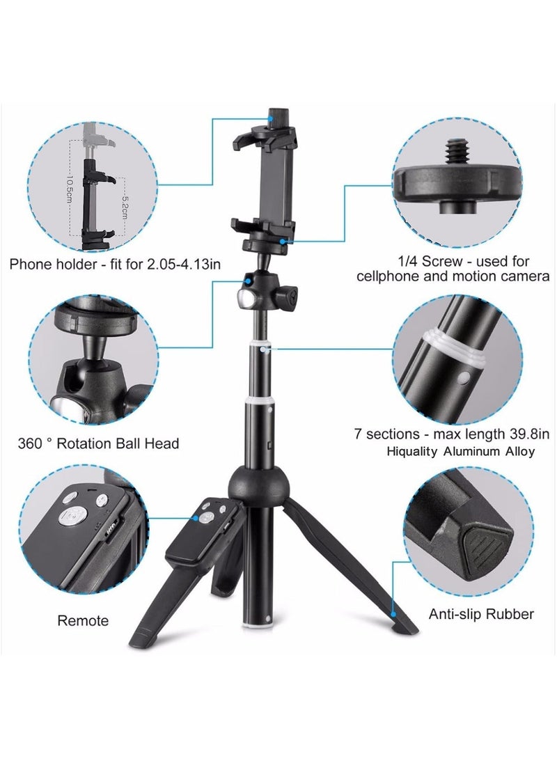 Y&D - SYOSI Tripod Monopod Selfie Stick, 40 In Portable Stick Phone Compatible with Wireless Remote Shutter Control for iPhone 14 13 12 11 Pro max X 8 Plus Samsung Galaxy S23 S22 S21 S20 S10 - Image 1