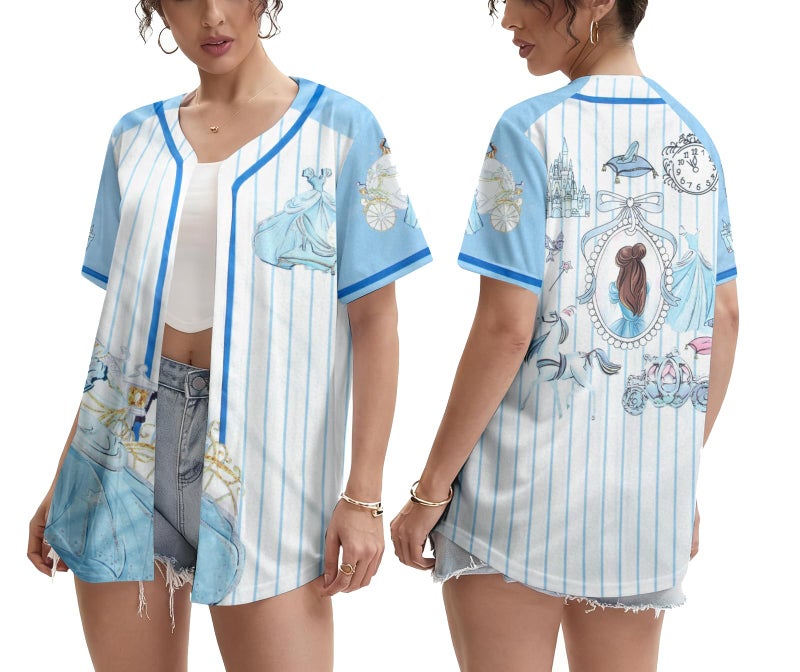 UNIQUEONE Magical Shirt for Women Baseball Jersey Magic Hawaiian Shirts Family Vacation Button up Tops Blue - Image 1