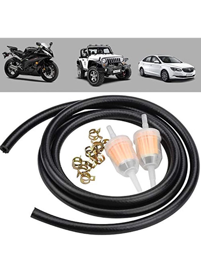 Generic Petrol Hose Motorcycle Fuel Filter Hose Kit 2 Meters Ø 6Mm Fuel Line 2 Pieces 6Mm/8Mm Petrol Filter 10 Pieces Hose Clamps For Cars Car Motorcycle Lawn Mower Scooter Diesel - Image 2