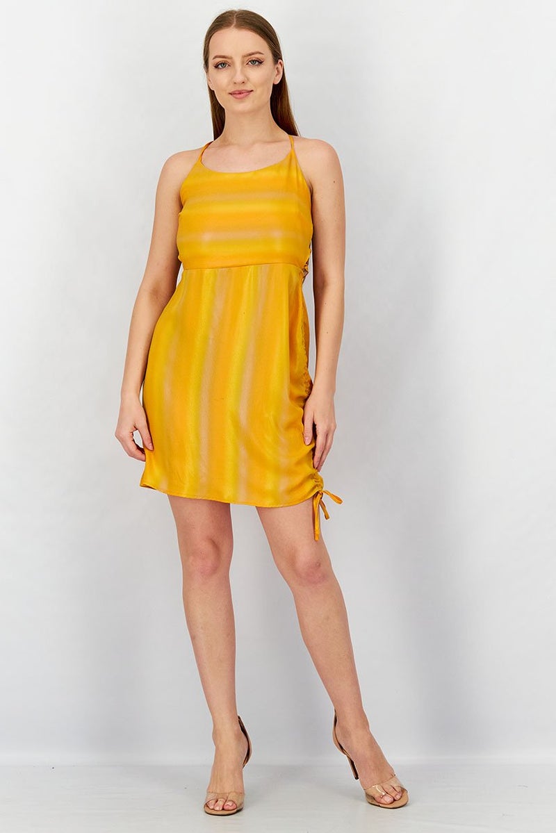 Reserved Women Metallic Mini Casual Dress, Orange - Image 3