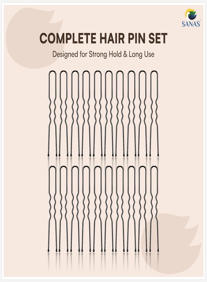 Sanas Bobby Pins (100Pcs) hair pin for women stylish juda pins for bun traditional stylish hair for bride wedding hair accessories for women Black Metal Thick Hair Pin Women & Girls (100Pcs) (Black) - Image 4