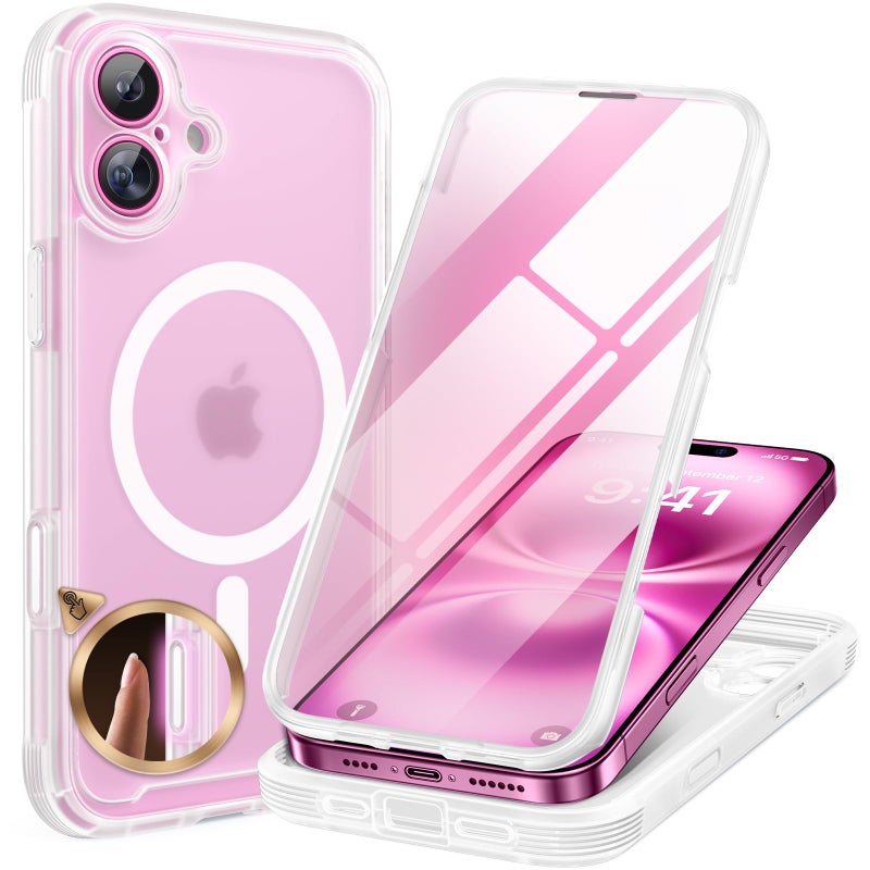 Miracase Magnetic for iPhone 16 Plus Case Full-Body Phone with Built-in Glass Screen Protector, [Compatible with MagSafe] Military Drop Proof 16 Plus Cover Bumper 6.7 inch, Matte Clear - Image 1