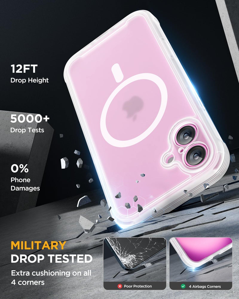 Miracase Magnetic for iPhone 16 Plus Case Full-Body Phone with Built-in Glass Screen Protector, [Compatible with MagSafe] Military Drop Proof 16 Plus Cover Bumper 6.7 inch, Matte Clear - Image 5