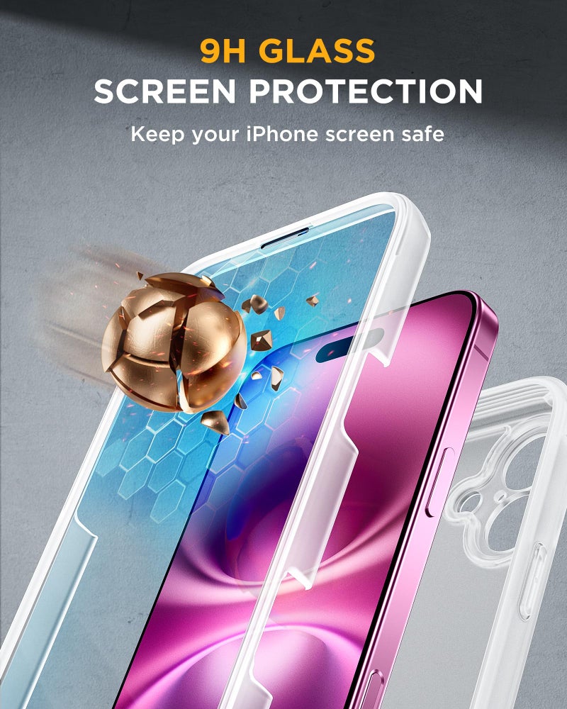 Miracase Magnetic for iPhone 16 Plus Case Full-Body Phone with Built-in Glass Screen Protector, [Compatible with MagSafe] Military Drop Proof 16 Plus Cover Bumper 6.7 inch, Matte Clear - Image 3