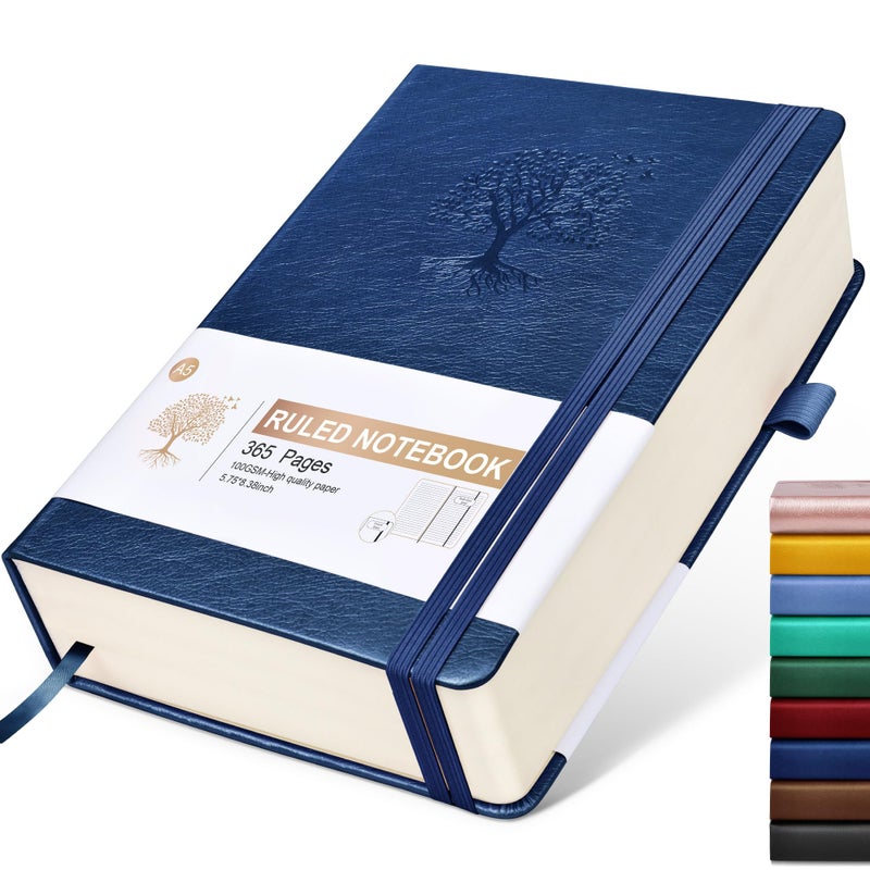 Ansopu Lined Journal Notebook -365 Pages A5 Thick Journals for Writing Ruled Notebook, Hardcover Leather Journal for Women Men, Daily Notebook for Work, Note Taking, 100Gsm Paper( 5.75'' X 8.38'' Darkblue) - Image 1
