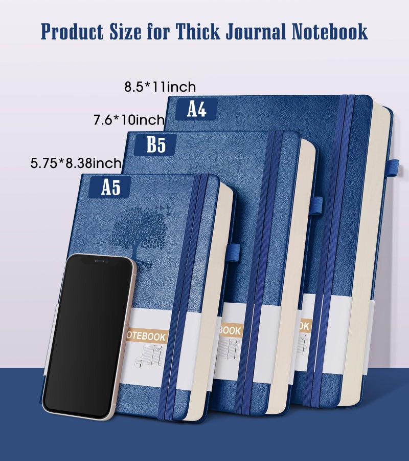 Ansopu Lined Journal Notebook -365 Pages A5 Thick Journals for Writing Ruled Notebook, Hardcover Leather Journal for Women Men, Daily Notebook for Work, Note Taking, 100Gsm Paper( 5.75'' X 8.38'' Darkblue) - Image 2