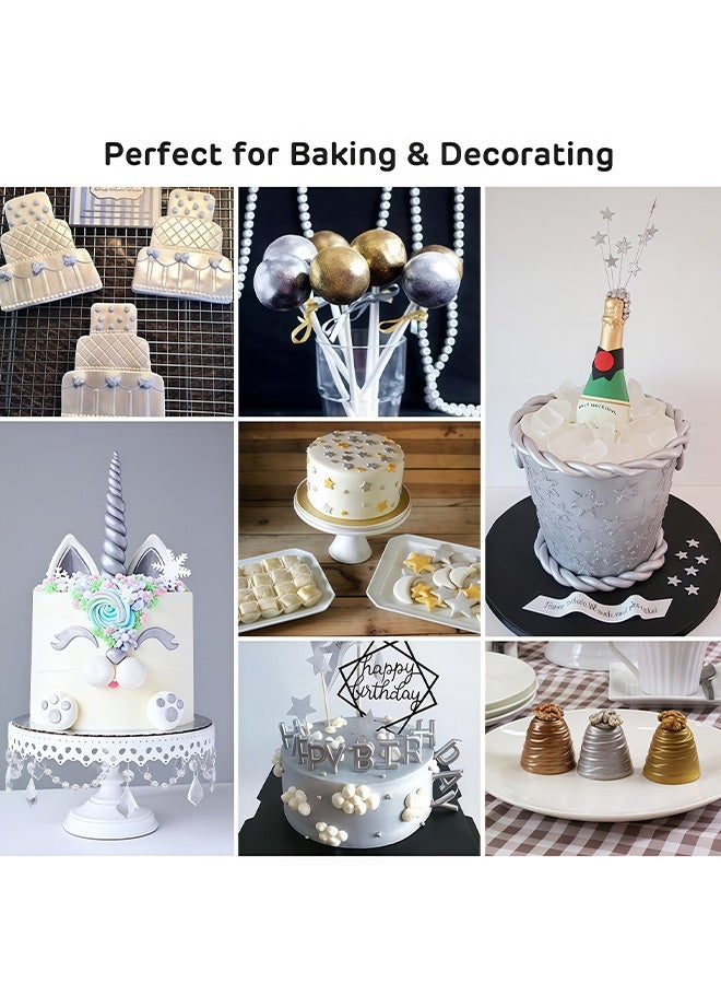 2 Pcs Pearl White Metallic Baking Craft Glitter Powder Food Safe Cake Topper Decoration for Cupcakes Cookies Dessert  DIY Garnish Parties Weddings Festive Celebrations,Sparkling Shimmery Dust,All 20g - Image 2