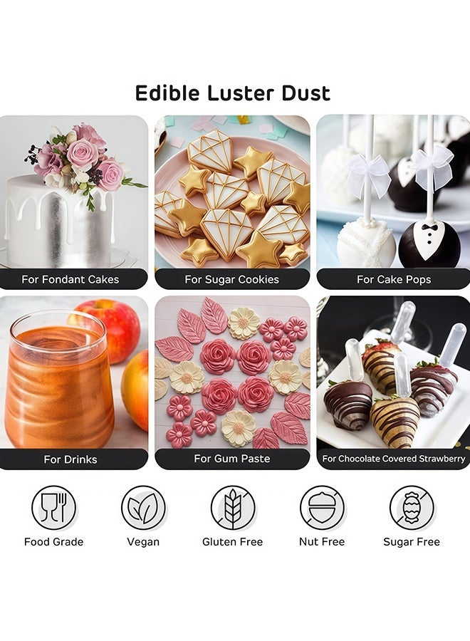 2 Pcs Pearl White Metallic Baking Craft Glitter Powder Food Safe Cake Topper Decoration for Cupcakes Cookies Dessert  DIY Garnish Parties Weddings Festive Celebrations,Sparkling Shimmery Dust,All 20g - Image 3