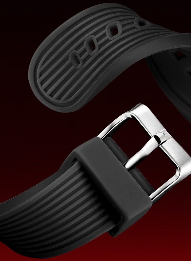 مارك وارفيلد الرجل الجديد ساعة رياضية سوداء فاخرة للرجال - كرونوغراف كوارتز مع حزام راتنج مقاوم للماء للصالة الرياضية والغوص - Image 5