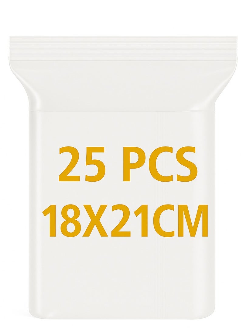 Lavish Clear Ziplock Bags 18x21CM | 25 PACK Transparent Resealable Plastic Pouches |Reclosable Seal for Food Jewelry Travel Packing Storage | Multi Purpose Plastic Zipper Bags - Image 1