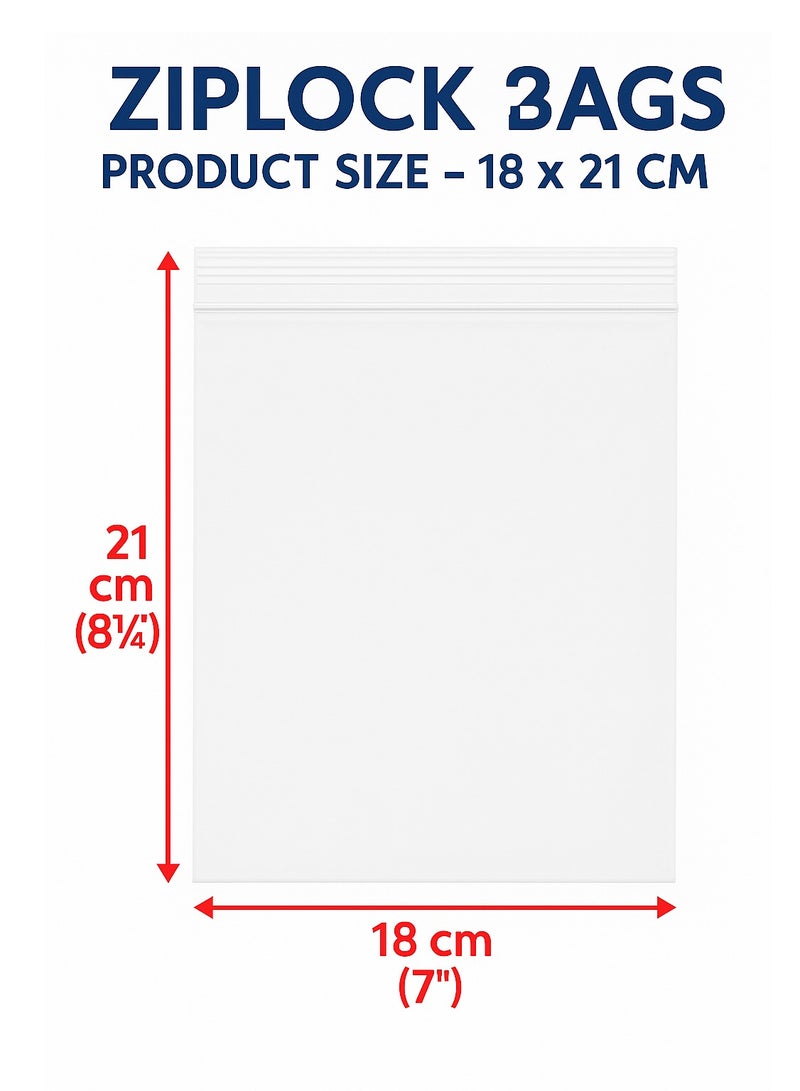 Lavish Clear Ziplock Bags 18x21CM | 25 PACK Transparent Resealable Plastic Pouches |Reclosable Seal for Food Jewelry Travel Packing Storage | Multi Purpose Plastic Zipper Bags - Image 2