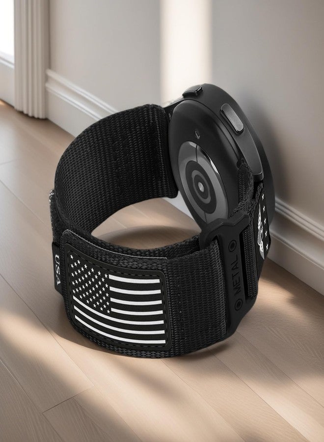اي اتش اكس ال ال أساور نايلون متينة بتصميم علم النجوم والخطوط لساعات Garmin Instinct 2 Solar/Instinct 3 45mm/Instinct، وسوار معصم رياضي قابل للتهوية مقاس 22 مم لساعات Garmin Instinct Tactical/E 45mm/Tide/Esports (أسود) - Image 2