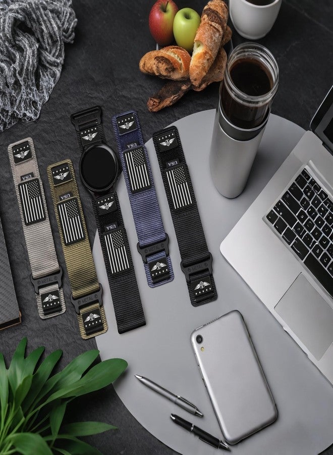 اي اتش اكس ال ال أساور نايلون متينة بتصميم علم النجوم والخطوط لساعات Garmin Instinct 2 Solar/Instinct 3 45mm/Instinct، وسوار معصم رياضي قابل للتهوية مقاس 22 مم لساعات Garmin Instinct Tactical/E 45mm/Tide/Esports (أسود) - Image 4