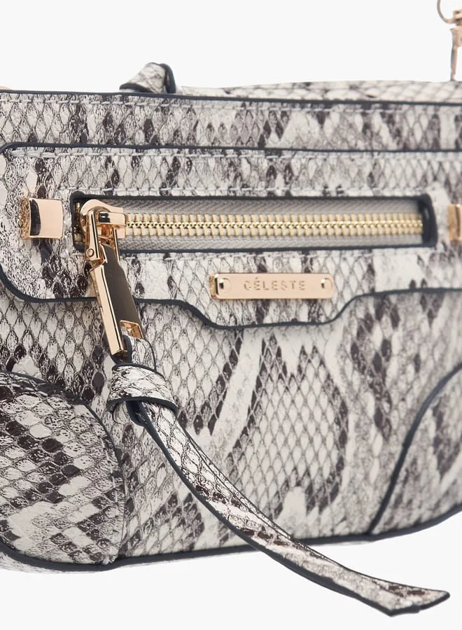 سيليست Womens Animal Print Crossbody Bag With Zip Closure And Detachable Strap