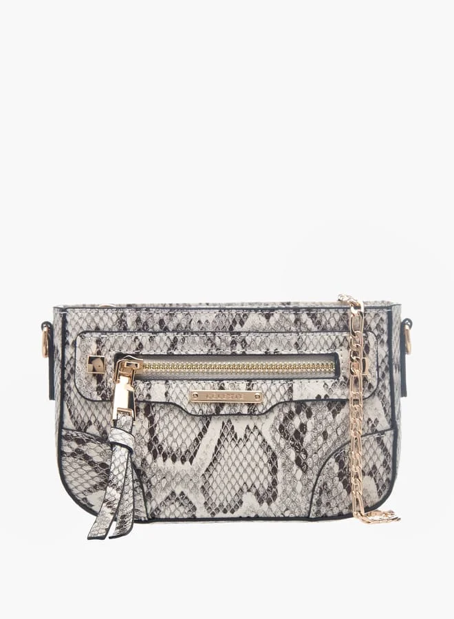 Celeste Womens Animal Print Crossbody Bag With Zip Closure And Detachable Strap