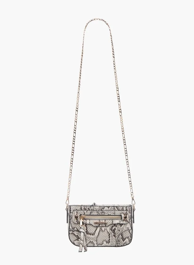 Celeste Womens Animal Print Crossbody Bag With Zip Closure And Detachable Strap