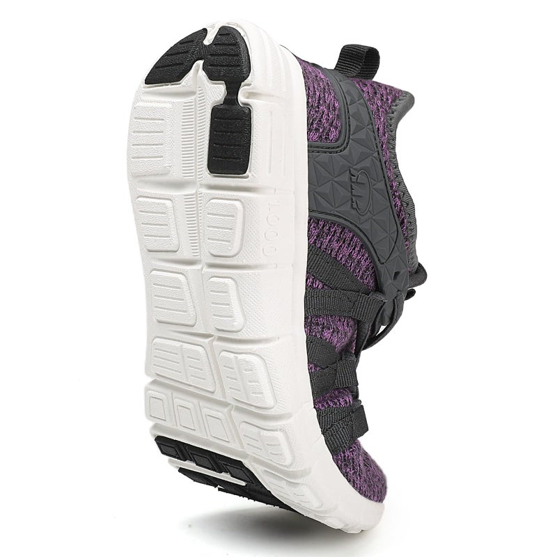 INZCOU Running Shoes Lightweight Tennis Shoes Non Slip Workout Shoes Gray Purple Breathable Mesh Walking Sneakers 8women / 7men - Image 2