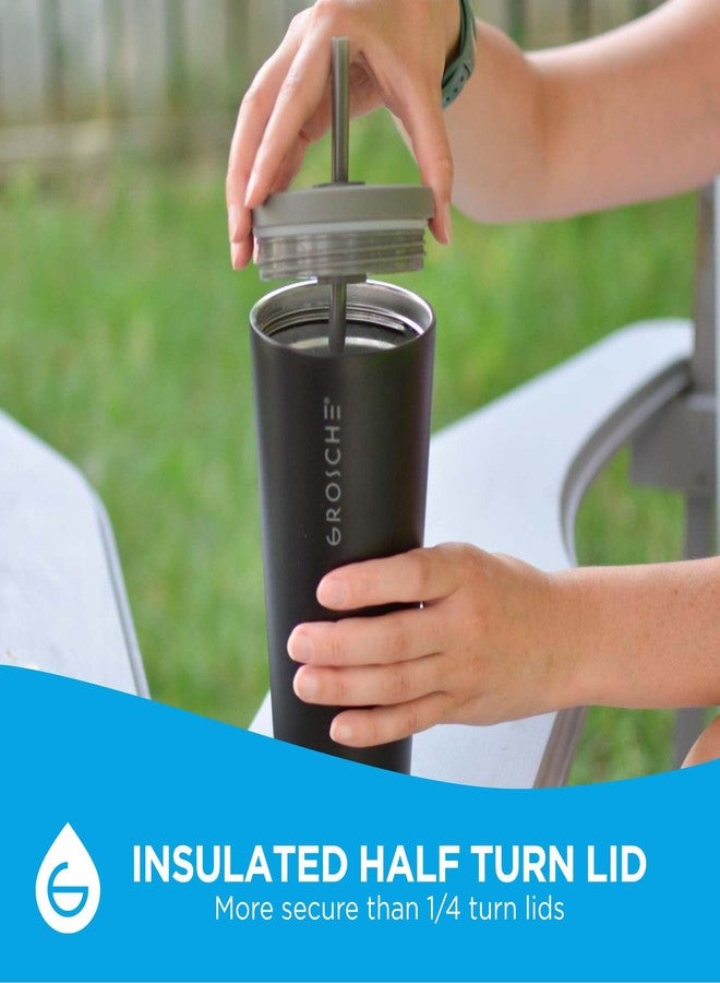 GROSCHE Jasper 23oz Tumbler with straw. Extreme Insulation, Classy Design, Built to Last, Insulated Stainless Steel Tumbler with Lid and Straw - Blue - Image 3