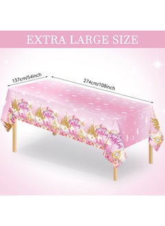 Oudain Oudain 3 Pack Princess Party Tablecloths Happy Birthday Princess Disposable Plastic Table Covers Unicorn Castle Rose Rectangular Table Cloths for Girls Women Birthday Party Decorations, 108 x 54 Inch  - Image 2