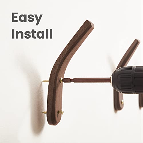 COCOYA 4Pack Wood Hooks Wall Mounted, Minimalist Easy Install Natural Real Walnut Cute Mid Century Modern Simple Rustic Boho Home Foyer Entryway Decor, for Hanging Hat Cap Bag Coat Towel Clothes - Image 3
