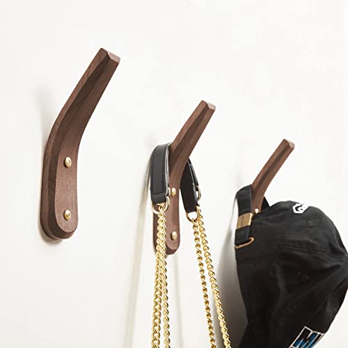 COCOYA 4Pack Wood Hooks Wall Mounted, Minimalist Easy Install Natural Real Walnut Cute Mid Century Modern Simple Rustic Boho Home Foyer Entryway Decor, for Hanging Hat Cap Bag Coat Towel Clothes - Image 4