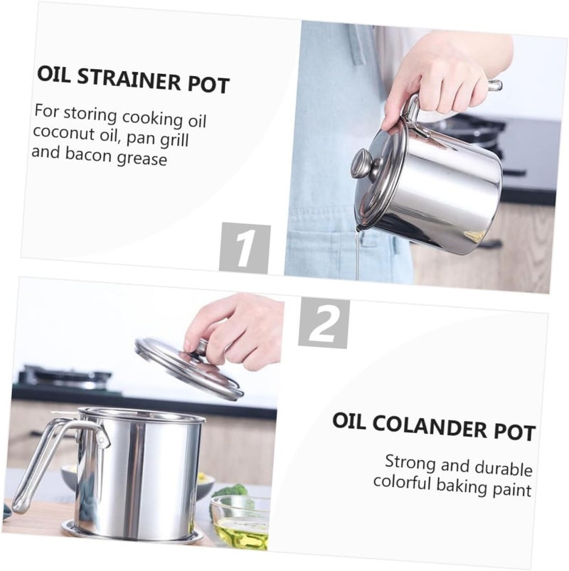 Stainless Steel Oil Strainer Pot Grease Catcher for Cooking Versatile Oil Filter Pot - Image 5