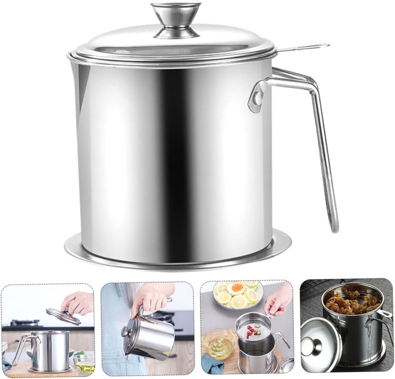 Stainless Steel Oil Strainer Pot Grease Catcher for Cooking Versatile Oil Filter Pot - Image 3