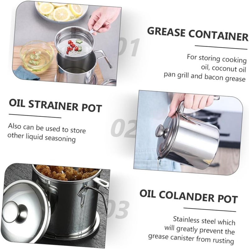 Stainless Steel Oil Strainer Pot Grease Catcher for Cooking Versatile Oil Filter Pot - Image 4