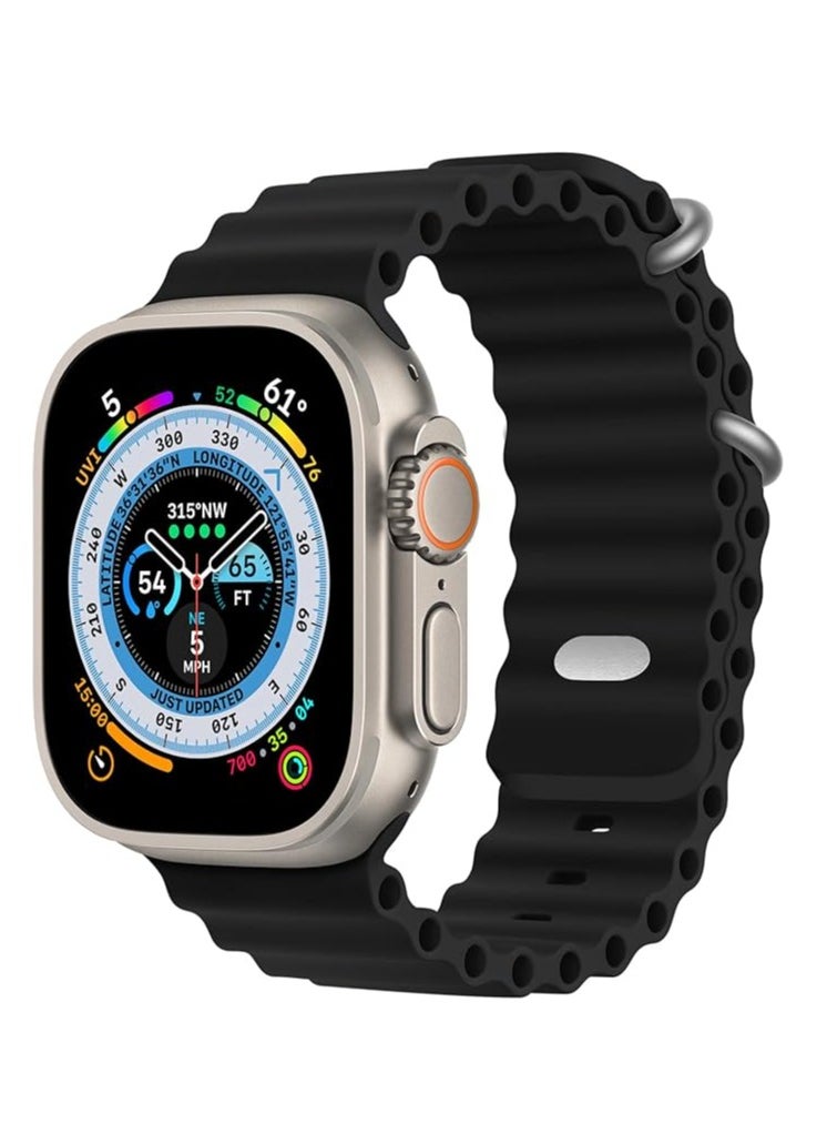 ACLIX - Sport New Silicone Band Compatible with Apple Watch Ultra Ocean 42/44/45/49mm Strap for iWatch Series Ultra 8 7 6 5 SE-Black - Image 1
