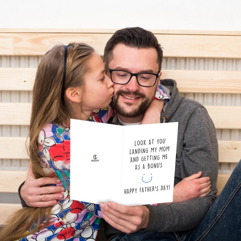 OJsensai Funny Stepdad Fathers Day Card from Step Son Daughter, Gifts for Bonus Dad, Happy Fathers Day for Step Dad - Image 4