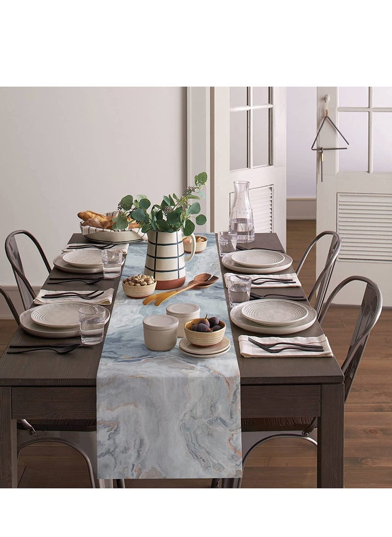 SYOSI Marble Agate Table Runner-Marble Textured Burlap Runner 70 Inches Long, Abstract Runners Dresser Scarves for Dining Room Kitchen, Wedding, Holiday Party Decor 13"x70"  - Image 3