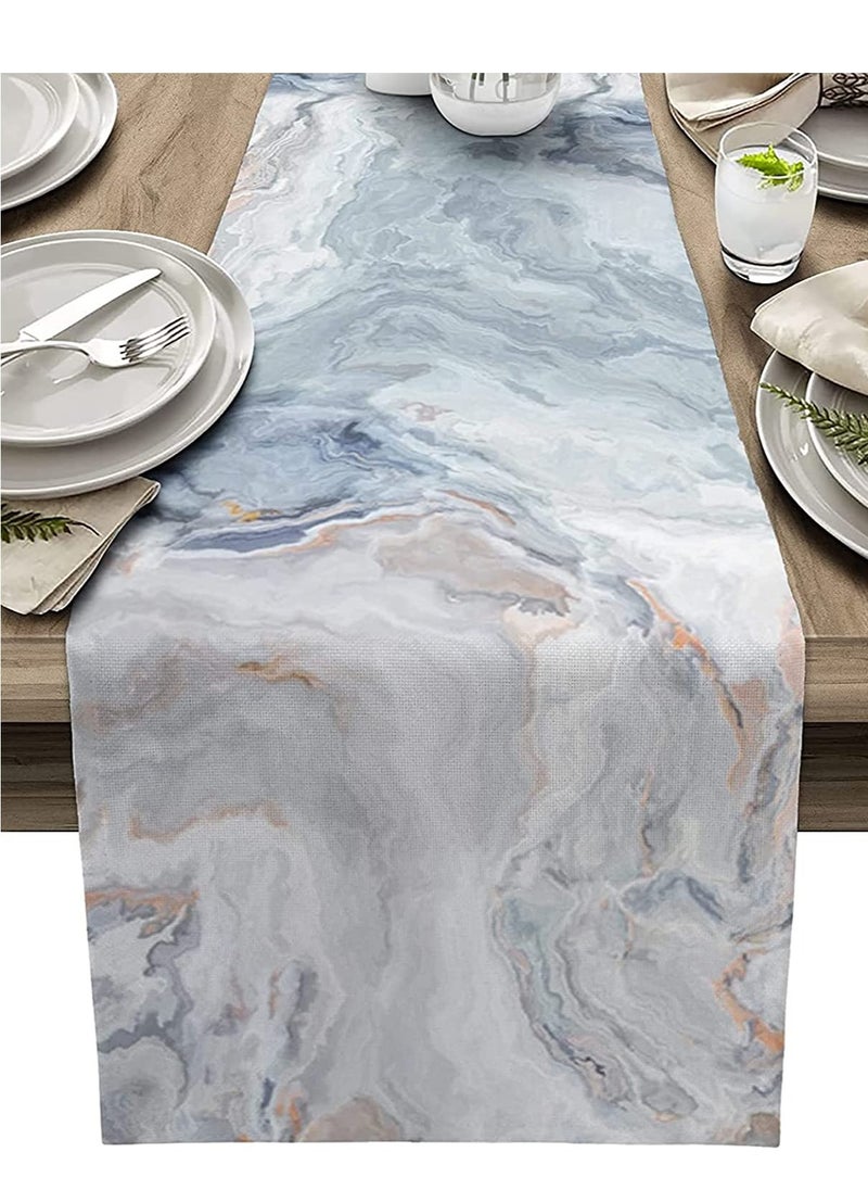 SYOSI Marble Agate Table Runner-Marble Textured Burlap Runner 70 Inches Long, Abstract Runners Dresser Scarves for Dining Room Kitchen, Wedding, Holiday Party Decor 13"x70"  - Image 1