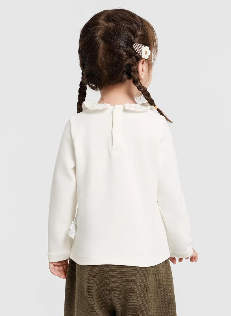 Balabala Toddler Girl Lapel long sleeve T-shirt