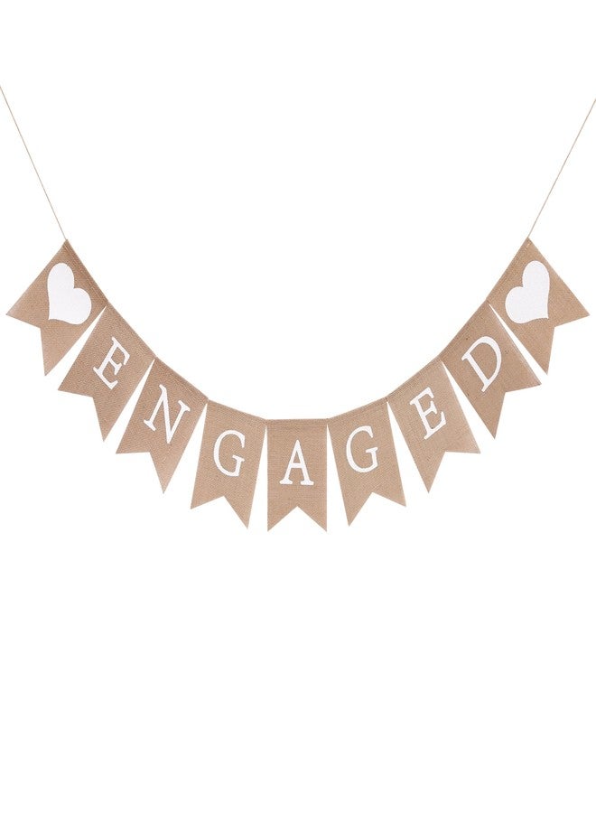 WAWOO Rustic Engaged Burlap Banner - Engagement, Bridal Shower Decor, Pink, Country, 5x6.8 Inches - Image 1