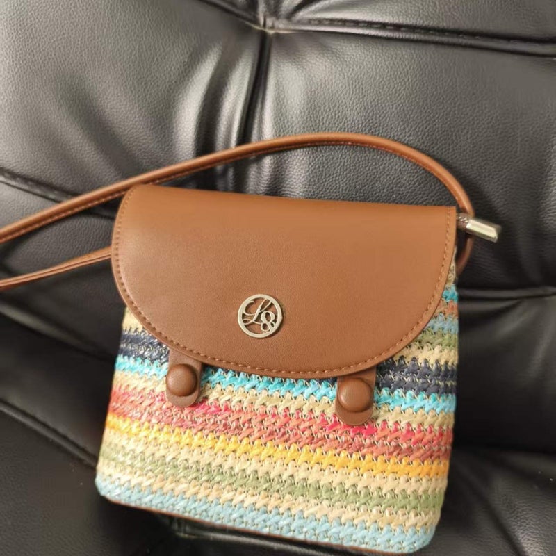 Rainbow Woven Crossbody Bag for Women - Image 2