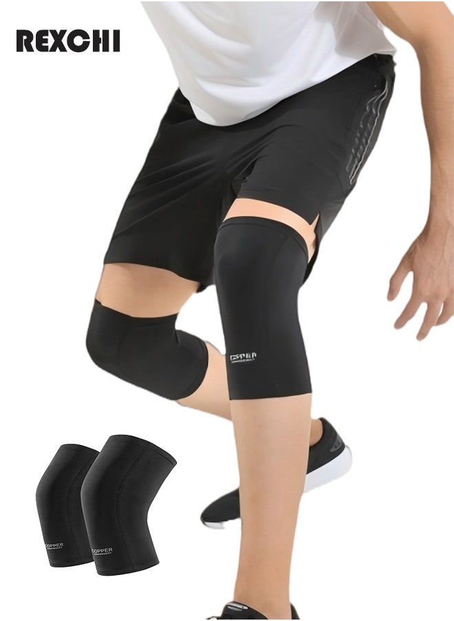 REXCHI Sports knee Pads Copper Fiber Compression OutdoorCycling Fitness Football Basketball Leg Guards Thin Sweat-Absorbent Breathable Men And Women's Copper knee Pads 1 Pair, Meniscus Tear knee Pads, Arthritis, knee Pain, ACL, Tendonitis, Joint Pain Relief, Running, Exercise, Fitness, Weightlifting  - Image 1