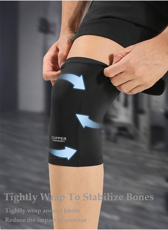 REXCHI Sports knee Pads Copper Fiber Compression OutdoorCycling Fitness Football Basketball Leg Guards Thin Sweat-Absorbent Breathable Men And Women's Copper knee Pads 1 Pair, Meniscus Tear knee Pads, Arthritis, knee Pain, ACL, Tendonitis, Joint Pain Relief, Running, Exercise, Fitness, Weightlifting  - Image 2