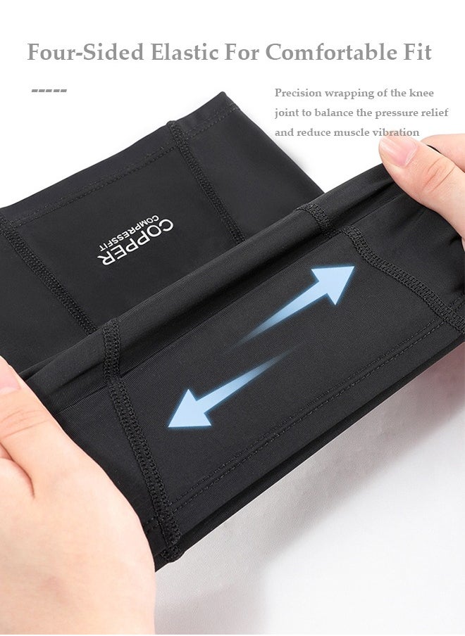 REXCHI Sports knee Pads Copper Fiber Compression OutdoorCycling Fitness Football Basketball Leg Guards Thin Sweat-Absorbent Breathable Men And Women's Copper knee Pads 1 Pair, Meniscus Tear knee Pads, Arthritis, knee Pain, ACL, Tendonitis, Joint Pain Relief, Running, Exercise, Fitness, Weightlifting  - Image 3