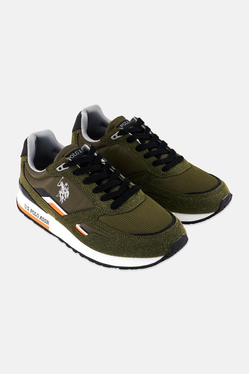 U.S. Polo Assn. Men Textile-Eco Suede Lace Up Casual Shoes, Olive  - Image 1