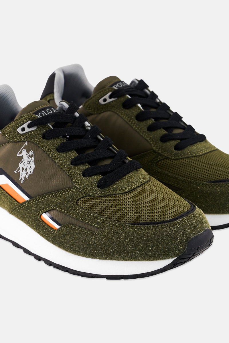 U.S. Polo Assn. Men Textile-Eco Suede Lace Up Casual Shoes, Olive  - Image 3