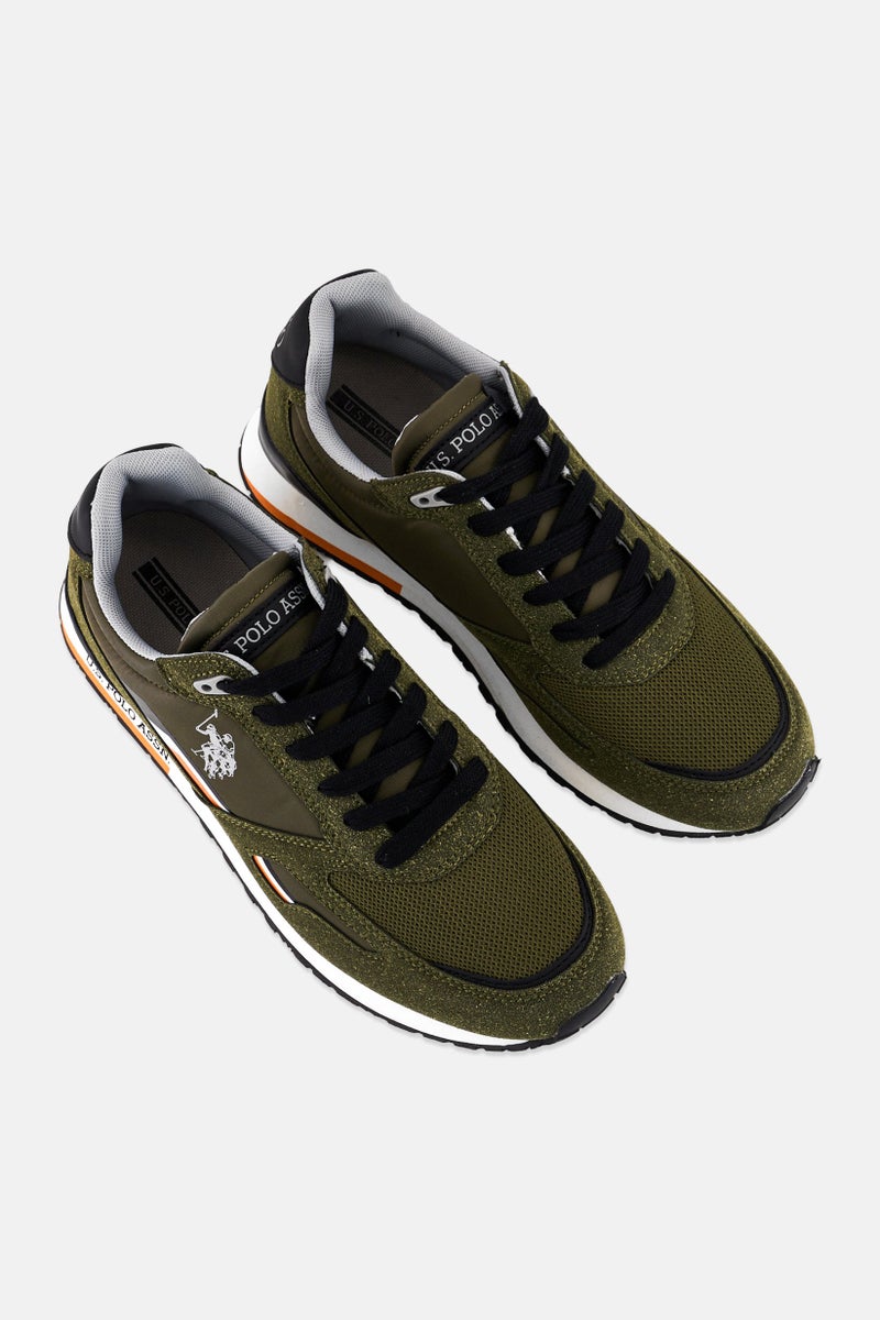 U.S. Polo Assn. Men Textile-Eco Suede Lace Up Casual Shoes, Olive  - Image 4