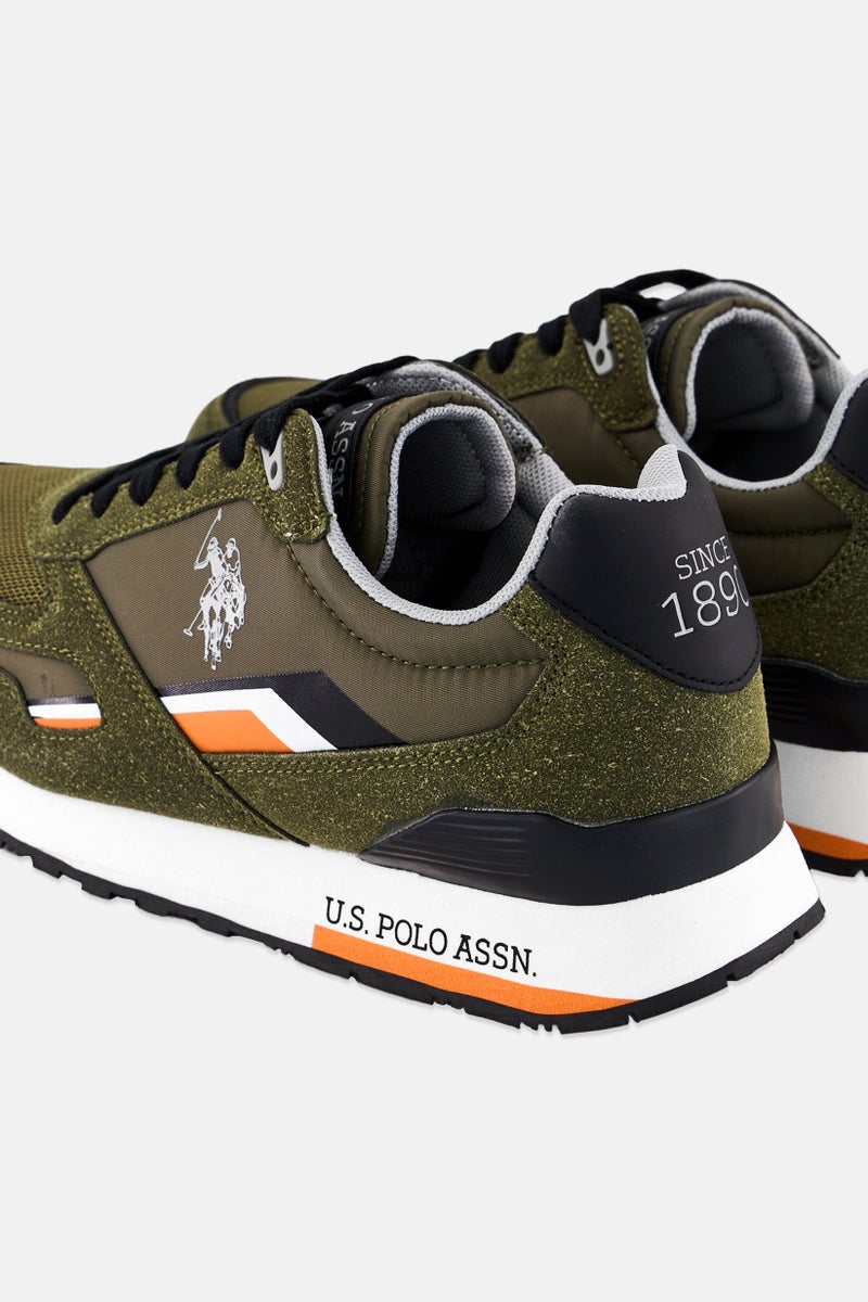 U.S. Polo Assn. Men Textile-Eco Suede Lace Up Casual Shoes, Olive  - Image 2