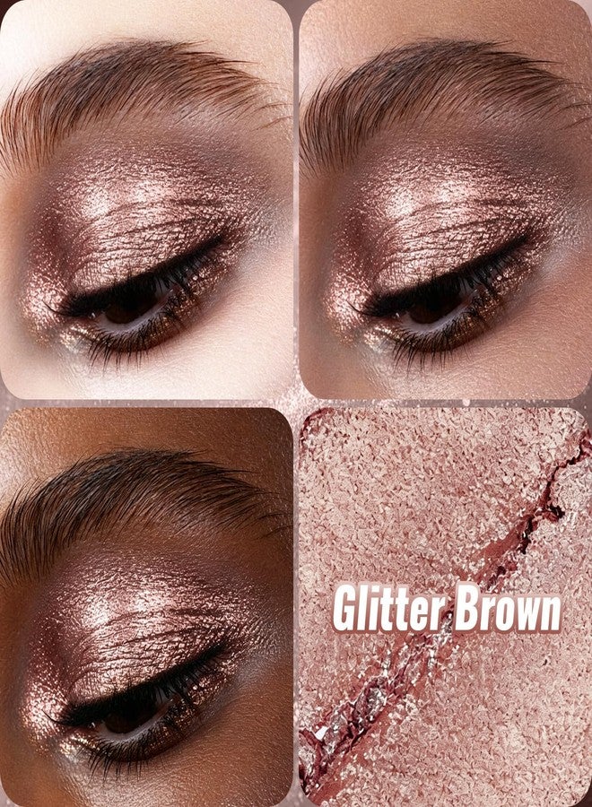 U-Shinein Duochrome Holographic Glitter Brown Eyeshadow Palette Single, Multichrome Metallic Shimmer Chameleon Eye Highlighter，Rich Color Diamond Sparkle Eye Shadow Eye Brightener for Fairy Make - Image 2