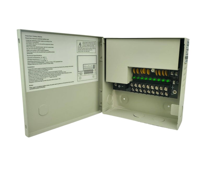 EVERTECH 12 V DC 5 A - Compact CCTV Power Supply Box - 9 Channel Metal Enclosure, PTC Fuse Protection, AC Plug in for AHD, TVI, CVI and Analog Security Cameras. - Image 1