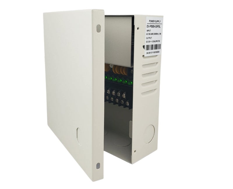 EVERTECH 12 V DC 5 A - Compact CCTV Power Supply Box - 9 Channel Metal Enclosure, PTC Fuse Protection, AC Plug in for AHD, TVI, CVI and Analog Security Cameras. - Image 3