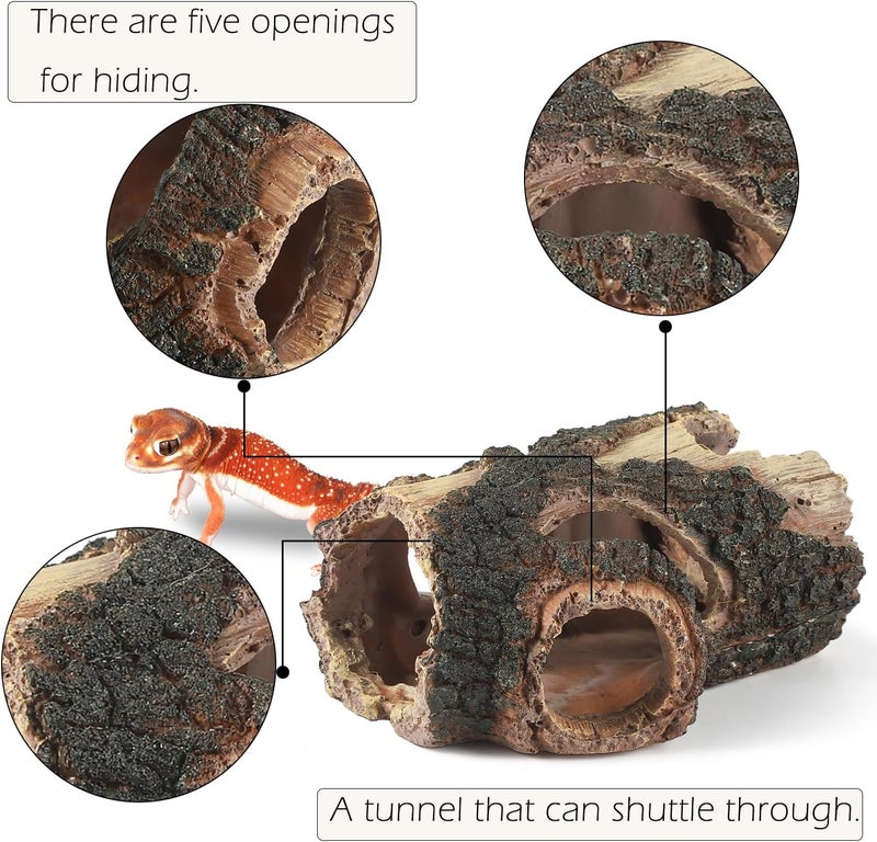 IBWell Aquarium Wood Fish Tank Decorations，Resin Fake Logs Terrarium DÉCor, Reptile Hide Aquarium Hideout for Fish Cave, Small Turtles, to 20 Gallon Tank - Image 4
